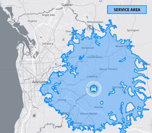 Service area map for Adelaide Hills, South Australia.